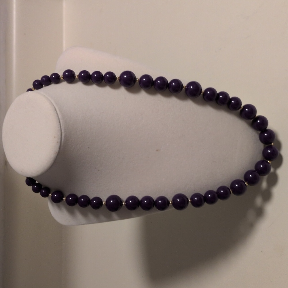 Elegant Purple And Gold Beaded‎ Costume Necklace